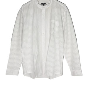chinese collar white cotton shirt with vertical aesthetic line design